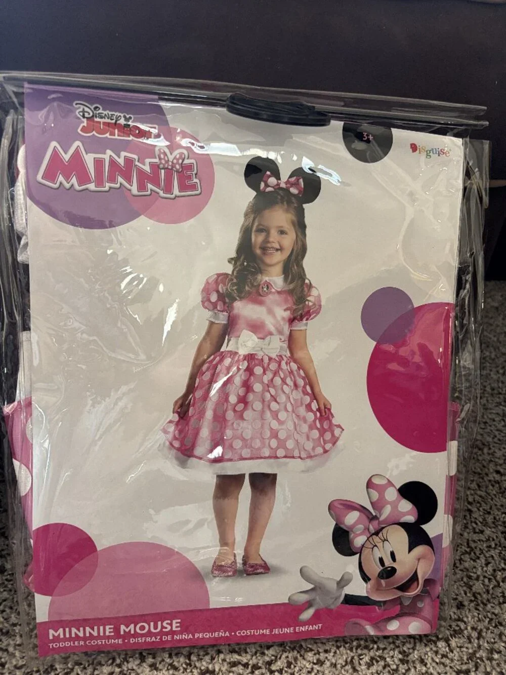Minnie Mouse Halloween Costume 4/6 Disney Pink Dress & Headpiece Toddler Girls